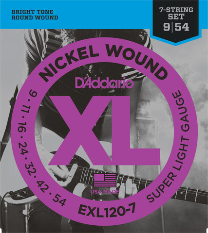 D'Addario EXL120-7 Guitar Strings 09-54