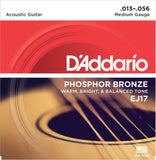 D'Addario EJ17 Phosphor Bronze Acoustic Guitar Strings 13-56 Medium